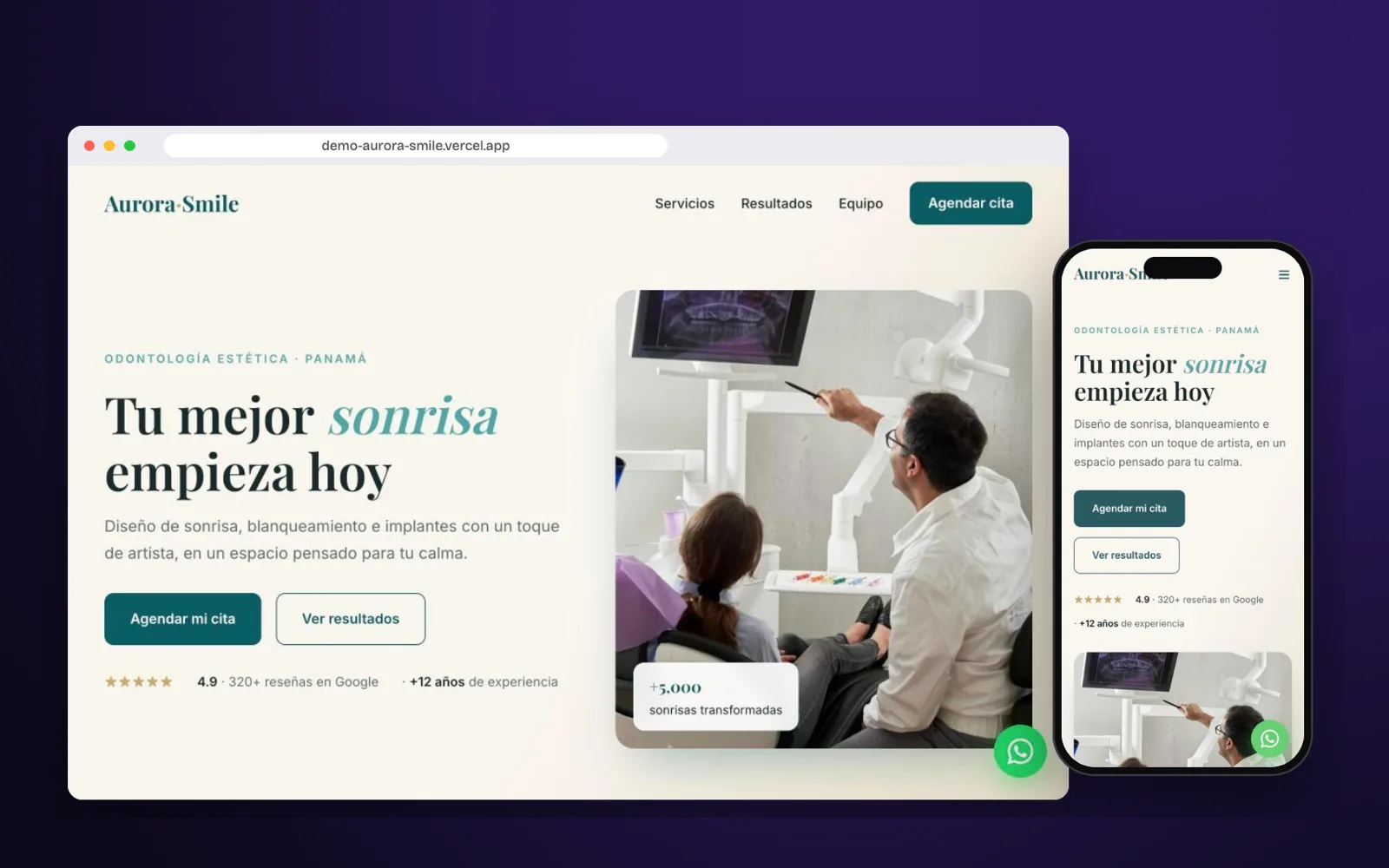 Aurora Smile Studio · clínica dental estética