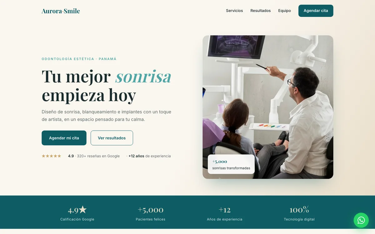 Web de Aurora Smile, clínica dental