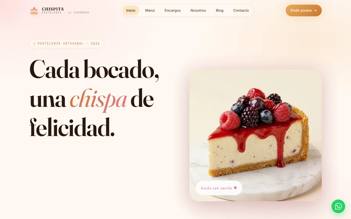 Web de Chispita, pastelería
