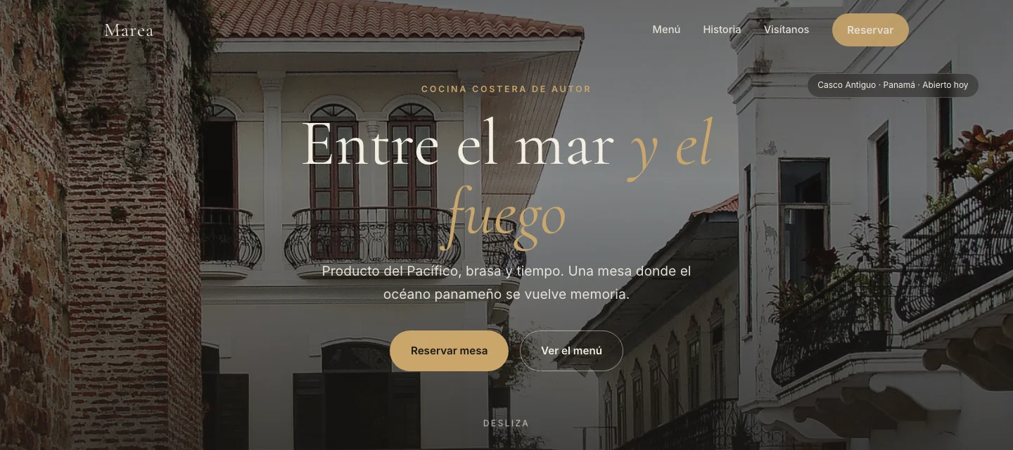 Web de Marea, restaurante